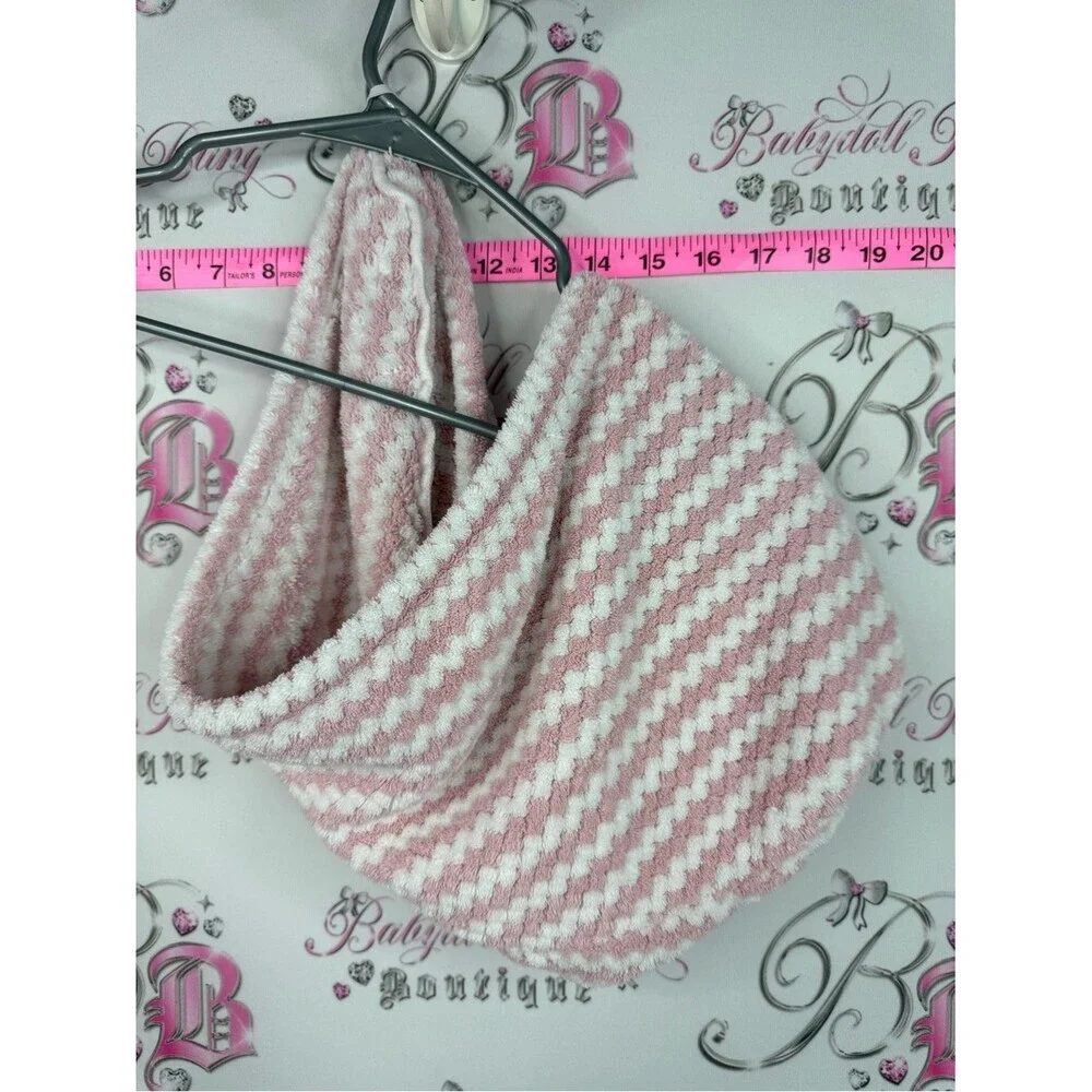 Hair turban towel wrap wash Soft Pink and White Chevron Knit towel head wrap spa